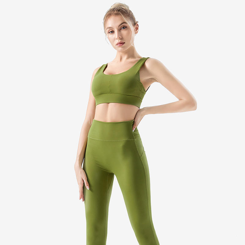 2022 Women's Yoga Clothing Set Running Beauty Back Sports Bra Pants Professional Shockproof Vest Underwear Two-piece Set