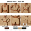 Wholesales 6 Piece Ribbed Yoga Set Zipper Natural Color Activewear Sets Jogger Seamless Sportswear Fitness Workout Gym Sets