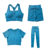 New Seamless Yoga Set Women Zipper Crop Top Bra Workout Leggings Ribbed Yoga Set