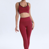Seamless Patchwork Top Tummy Control Yoga Pants High Stretch Ribbed Street Wear Style Athletic Wear Womens Sets