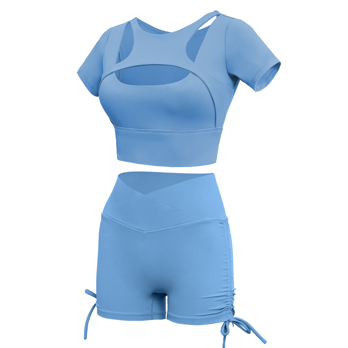 Leisure yoga Suit 2 Piece Sports Shirts Crop Top Shorts Sport Set Fitness Tracksuit Workout Set