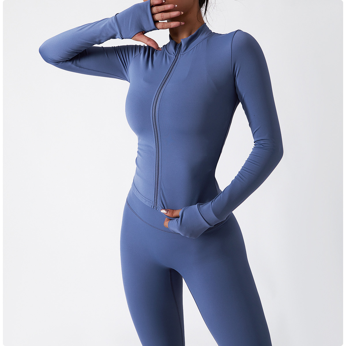 New Nude Yoga Sets Autumn And Winter Zipper Long Sleeve Fitness Sets Slim Running Fitness Suit