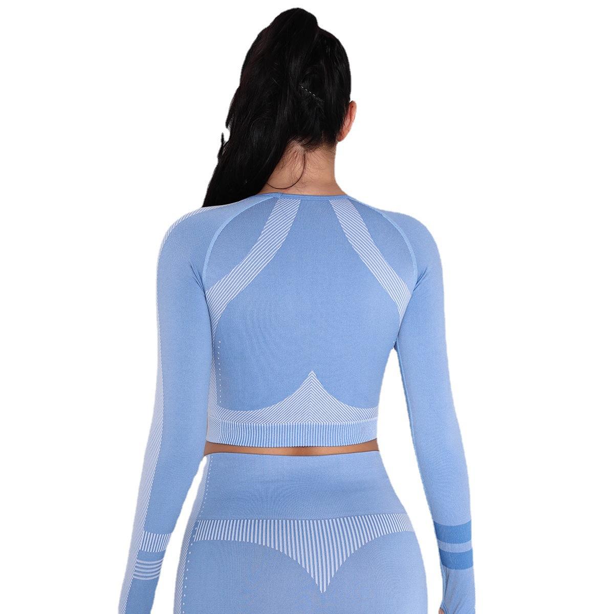 Wholesale Seamless Sportswear Cropped Tops Gym Fitness Wear Workout Girls Sexy Long Sleeve Tops Shirt