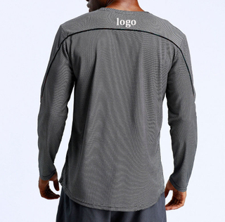 Wholesale Men's Fitness Sports Top Breathable Quick Dry Running Training Long Sleeve Sweat-wicking Round Neck Long Sleeve