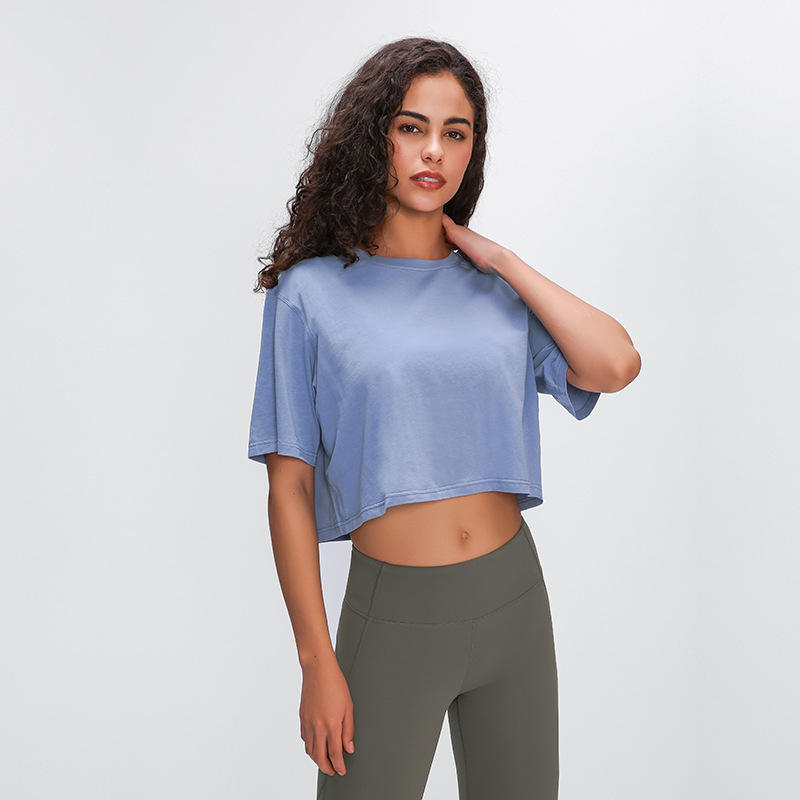 Manufacture Loose Short Crop Tank Top Dry Fast Workout Women Shirt