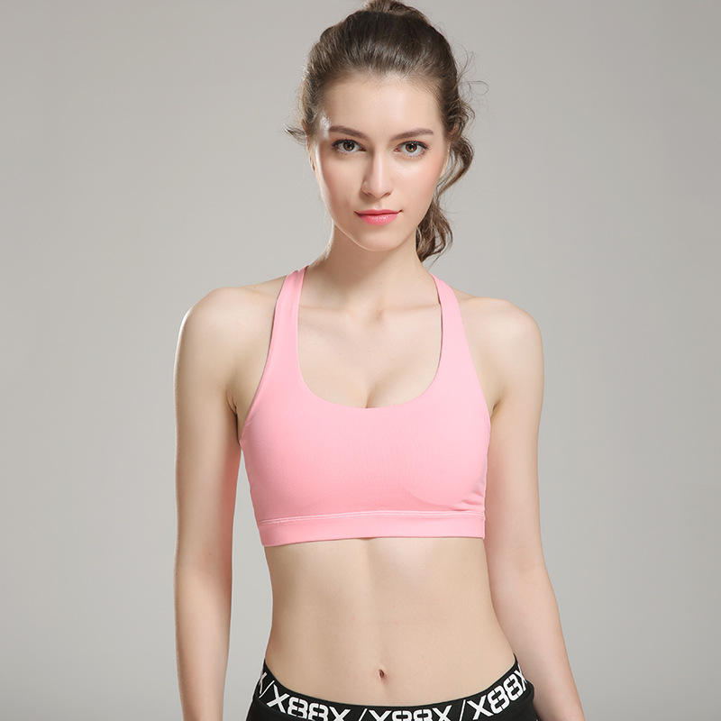 Ladies Wirefree High Impact Cross Back Racerback Running Sports Bra Women Fitness Yoga Wear