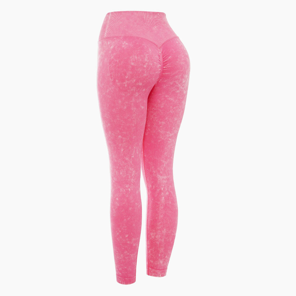 2022 European And American Style Retro Washed Yoga Pants Women Seamless Peach Hip Fitness Pants Tight Elastic Training Pants