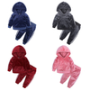 Winter Thick Fleece Children Ruffled Sleeve Outfit Baby Boys Clothing Two Piece kids Hoodie Sets