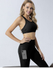 Color Block Zipper Bra Phone Pocket Leggings Active Wear High Support Yoga Fitness Crop Top Set