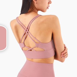 Amazon Hot Young Girls Fashion U Shape Collar Fitness Top Beauty Back Cross Design Yoga Sports Bra