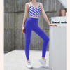 2022 New Nude Sports Striped Stitching Yoga Clothing Suit Female Beauty Back Running Gym Shockproof Bra Two-piece Set