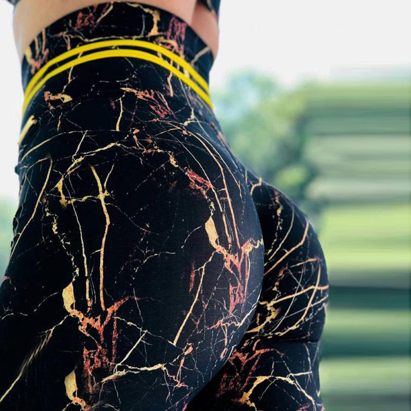 2022 Hot Selling Women's Yoga Pants Marble Print Yoga Sports Breathable Slim Leggings Fitness Trend Yoga Pants