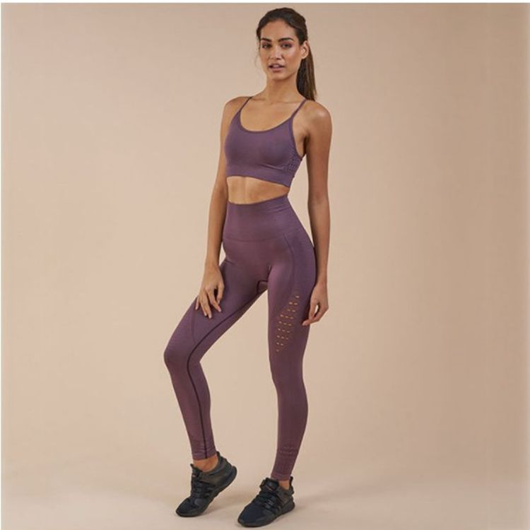 High End Bra +Leggings Breathable Stretchy Gym Clothes Seamless Yoga Set