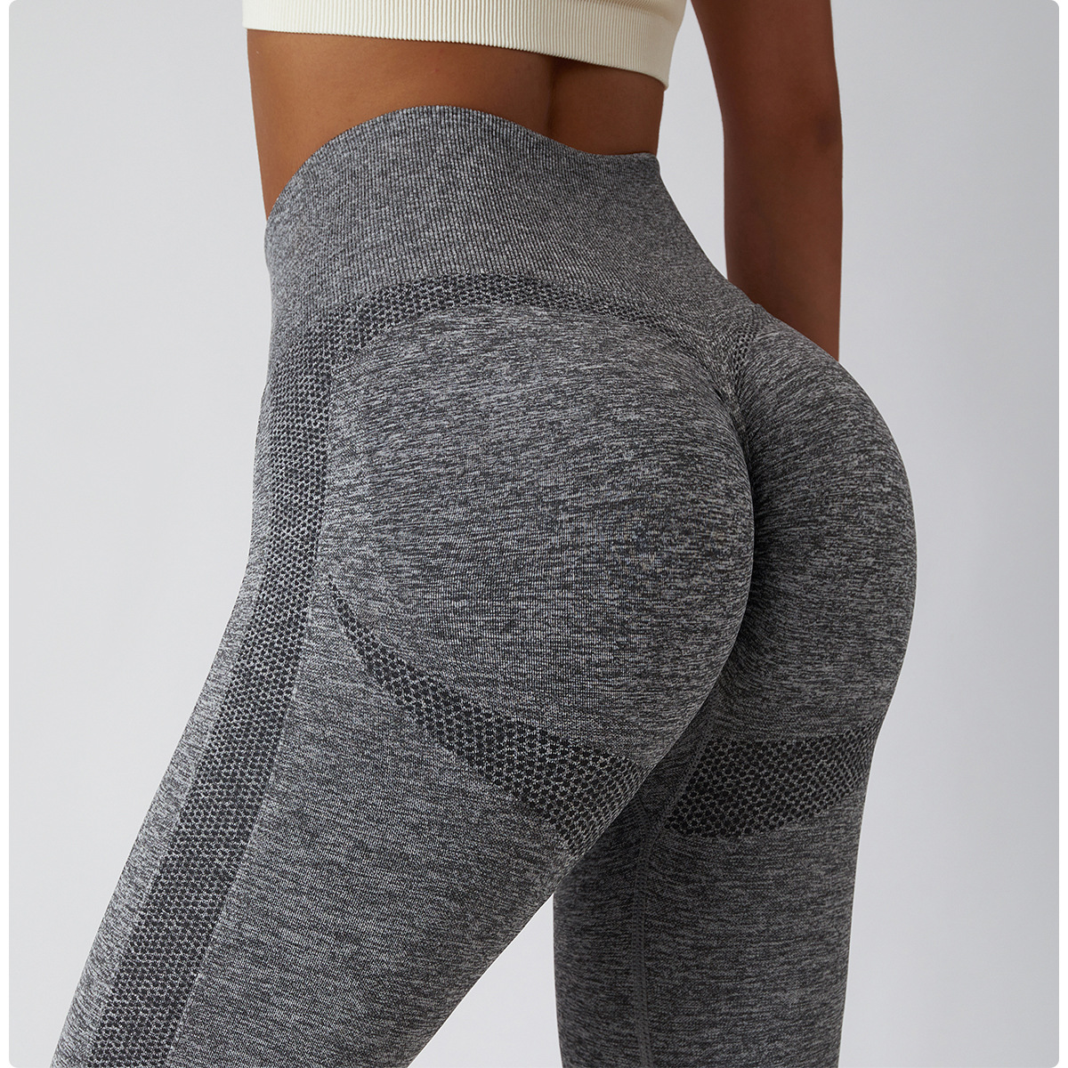 New Outdoor Running High Waist Leggings Seamless Knit Tight Breathable Yoga Pants