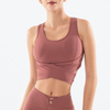 New Yoga Wear Solid Gym Sports Quick Dry Cross Back Slimming Running Top Women's Yoga Bra