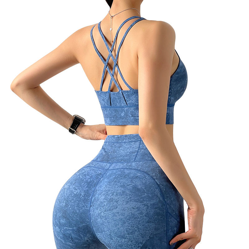 Women Outdoor Compression Tie Dye Fitness Workout Leggings Bra Set