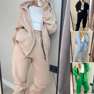 Wholesale Women Jacket Zipper Hoodie Sets 2 Piece Set Tracksuit Outfit Workout Clothing Sports Wear Pants For Women Suit