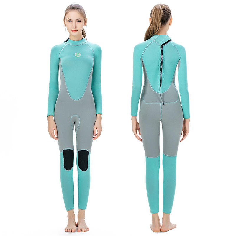 2022 Ladies 3mm Wet Deep Wetsuit Full Body Thickened Long Sleeves Warm Outdoor Surfing Winter Swimming Thin One Piece Wetsuit