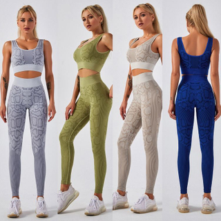 Hot Selling Seamless High Stretchy Snake Printing High Waist Butt Lift Fitness Clothing Workout Sports Outfit Yoga Set