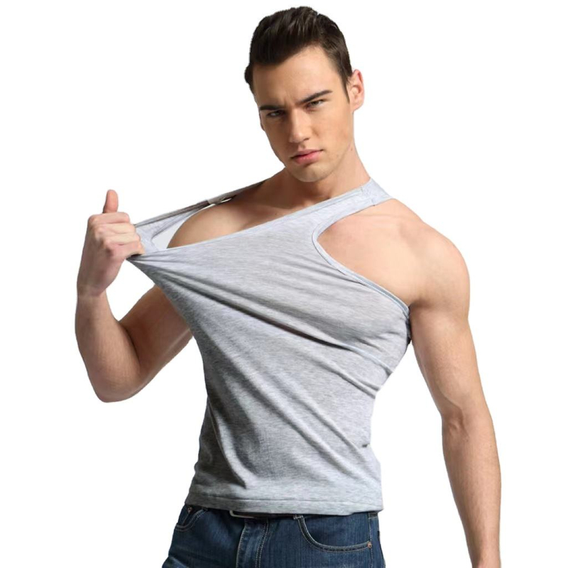 2022 Men's Cotton Vest Men Outside Running Workout Tank Top Casual Solid Thread Sports Vest